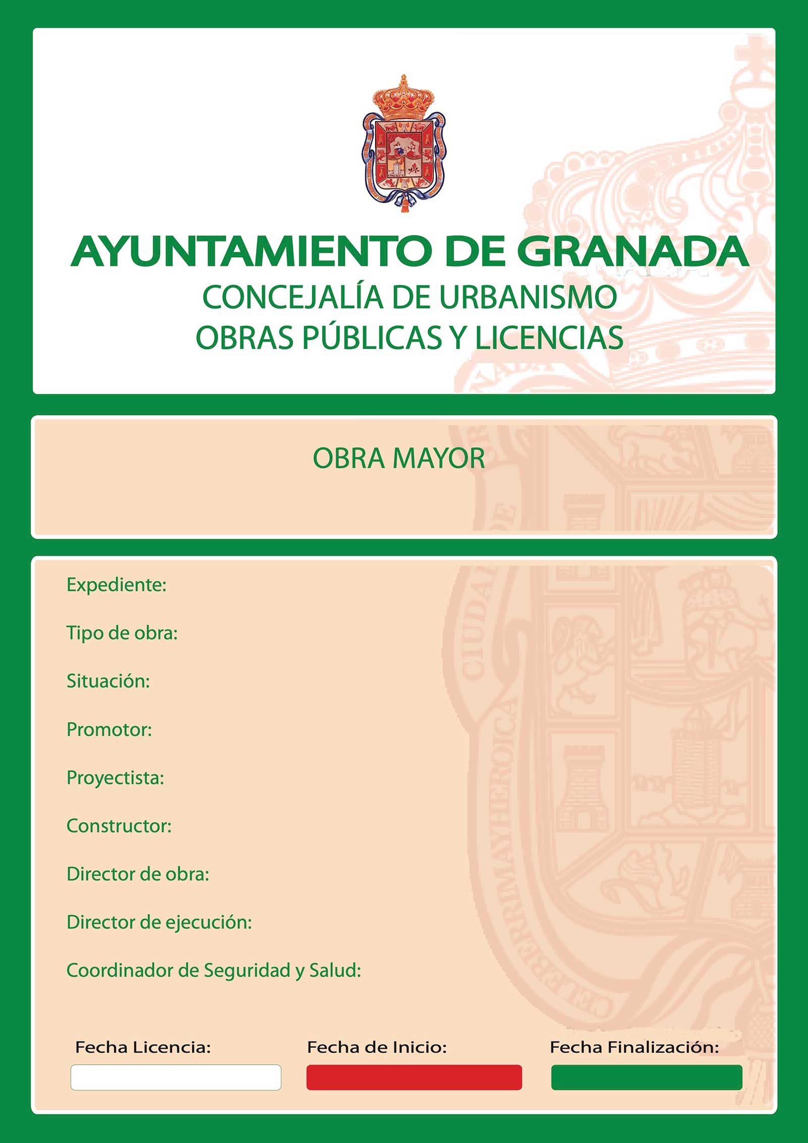Imprimir cartel de obra mayor del Ayuntamiento de Granada
